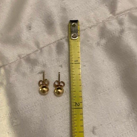 VINTAGE 1990’s 14K 14KT Solid Yellow Gold Mini Round Stud Earrings 0.65 GRAMS - Picture 11 of 12